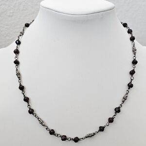 Silpada Sterling Silver & Hand-Cut Garnet Bead 16-18" Vintage Necklace N1053